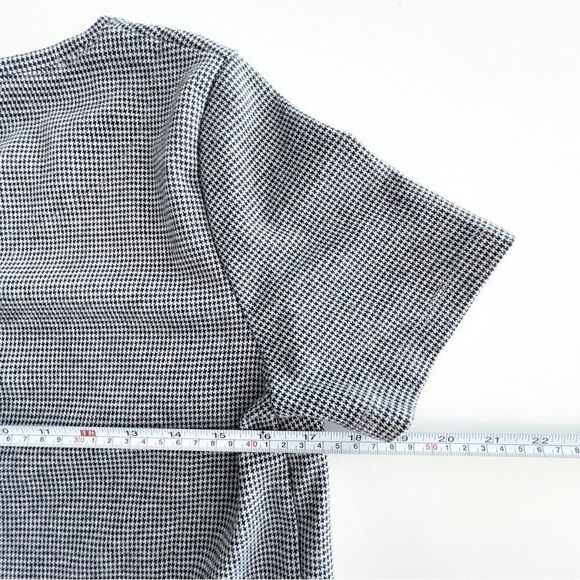 Dex Dress Knit Houndstooth Plaid Black White Short Sleeved Pullover Women's M - Picture 7 of 9